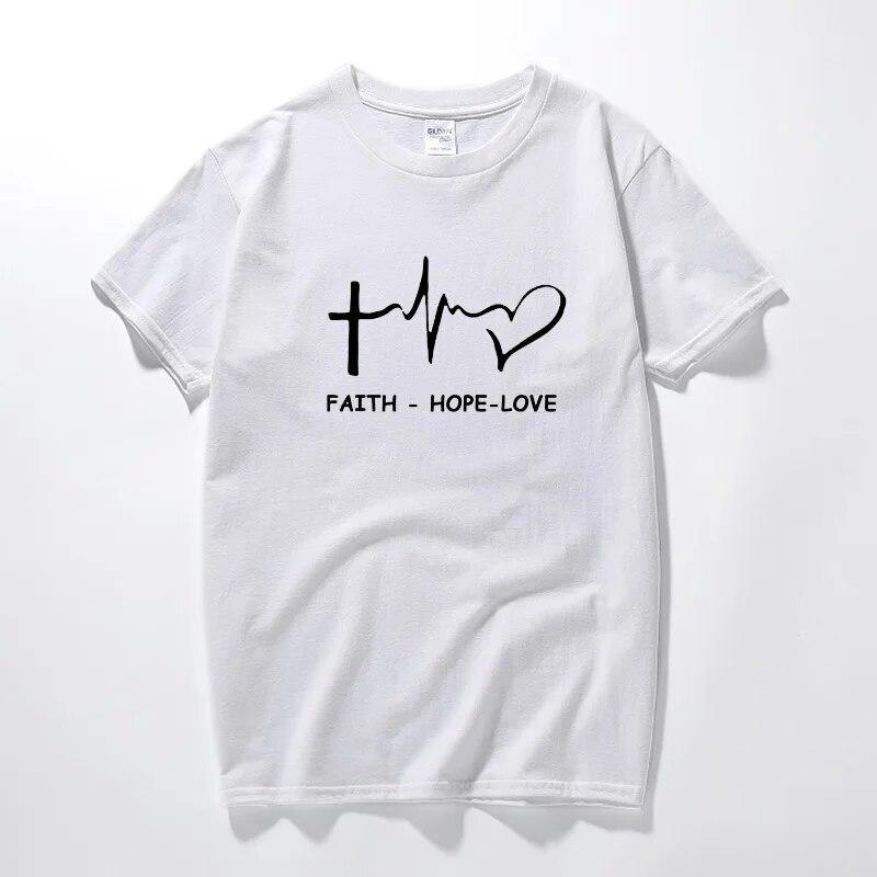 Христианская футболка «Вера, надежда, любовь», забавная футболка «Христианство, подарок Бога», мужская и женская повседневная короткая футболка