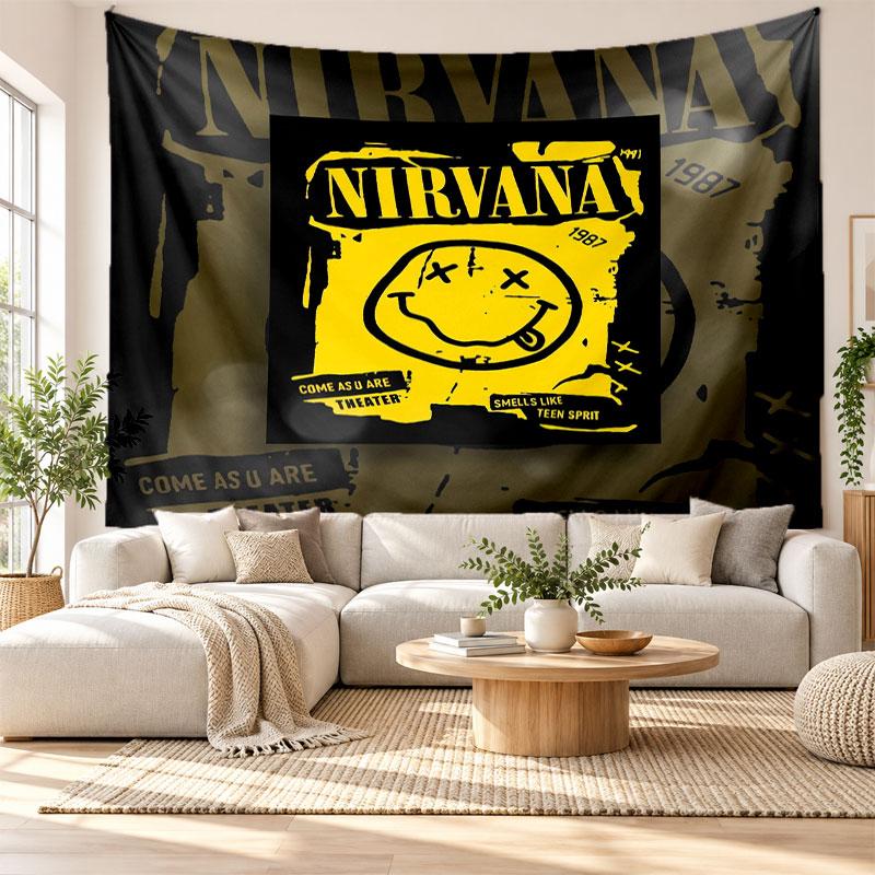 Nirvana Wall Tapestry, Soft Fabric Wall Hanging, Decorative Backdrop For Bedroom Home Wall Art