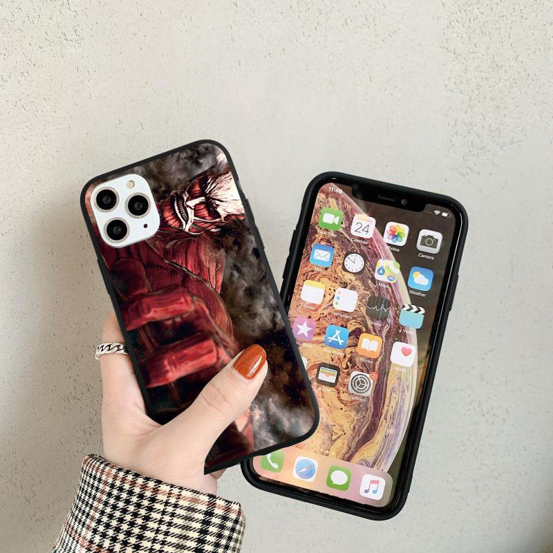 Черный матовый чехол для телефона с японским аниме «Атака Титанов» для iPhone 7 8 6 6S Plus 5 SE 2020 XS 10 11 12 Pro Max Mini X XR, чехол из ТПУ