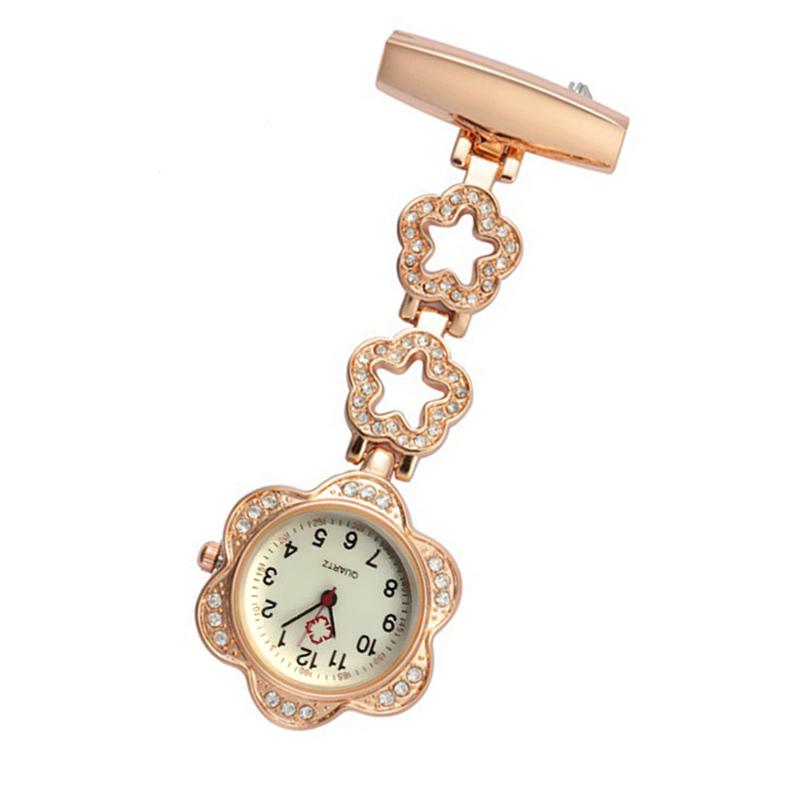 Fashion Women Pocket Watch Clip-on Heart/Five-pointed Star Pendant Hang Quartz Clock For Medical Doctor Nurse Watches