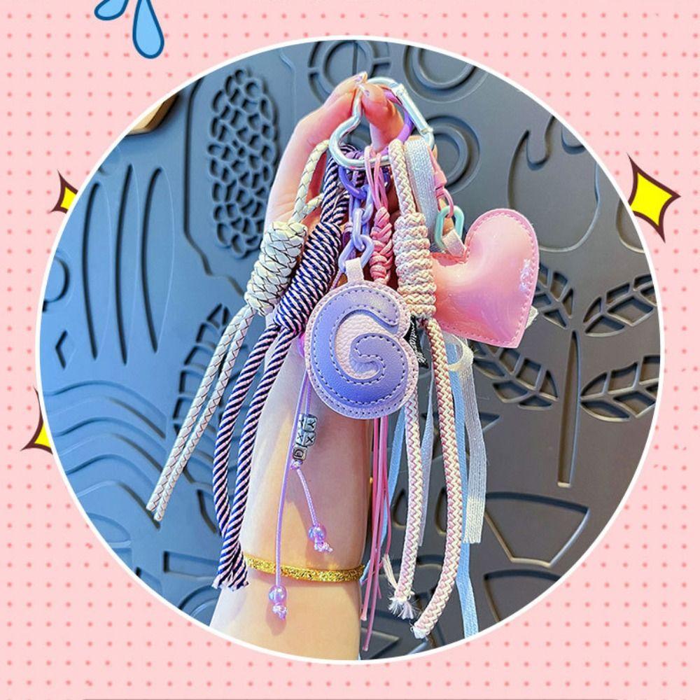 Heart-shaped Leather Key Chain Leather Exquisite Girls' Bag Accessory Light Luxury Pendant DIY