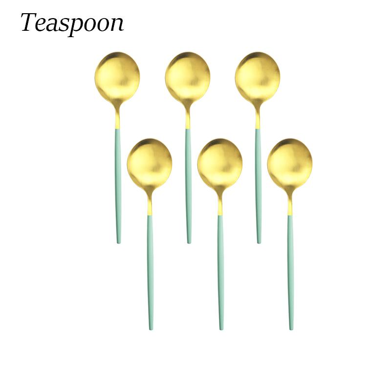 Набор столовых приборов из нержавеющей стали, золотой, зеленый, набор столовой посуды, обеденный нож, вилки, ложка, зеркало, набор столовых приборов, кухонная посуда для семейного отеля