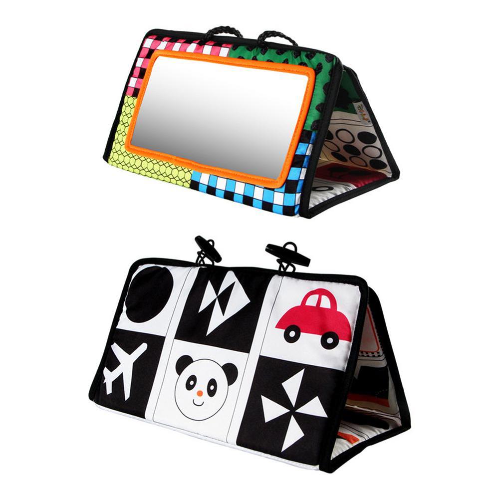 Tummy Time Mirror Toy for Baby High Contrast Activity Mirror Teether Toy Black and White Baby Toys