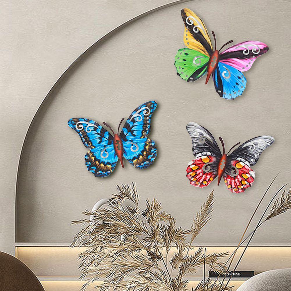 Home Decoration Artwork Statue Wall Hanging Iron Art Metal Butterfly Ornament Garden Craft