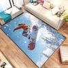 Snowboarder Jumping in Winter Mountains Patterned carpet, non slip mat suitable for living room and bedroom sofas