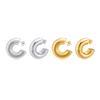 Trendy Stainless Steel Polished Hollowed Out C-shaped Earrings Steel Color Women's Earrings Fashion Jewelry