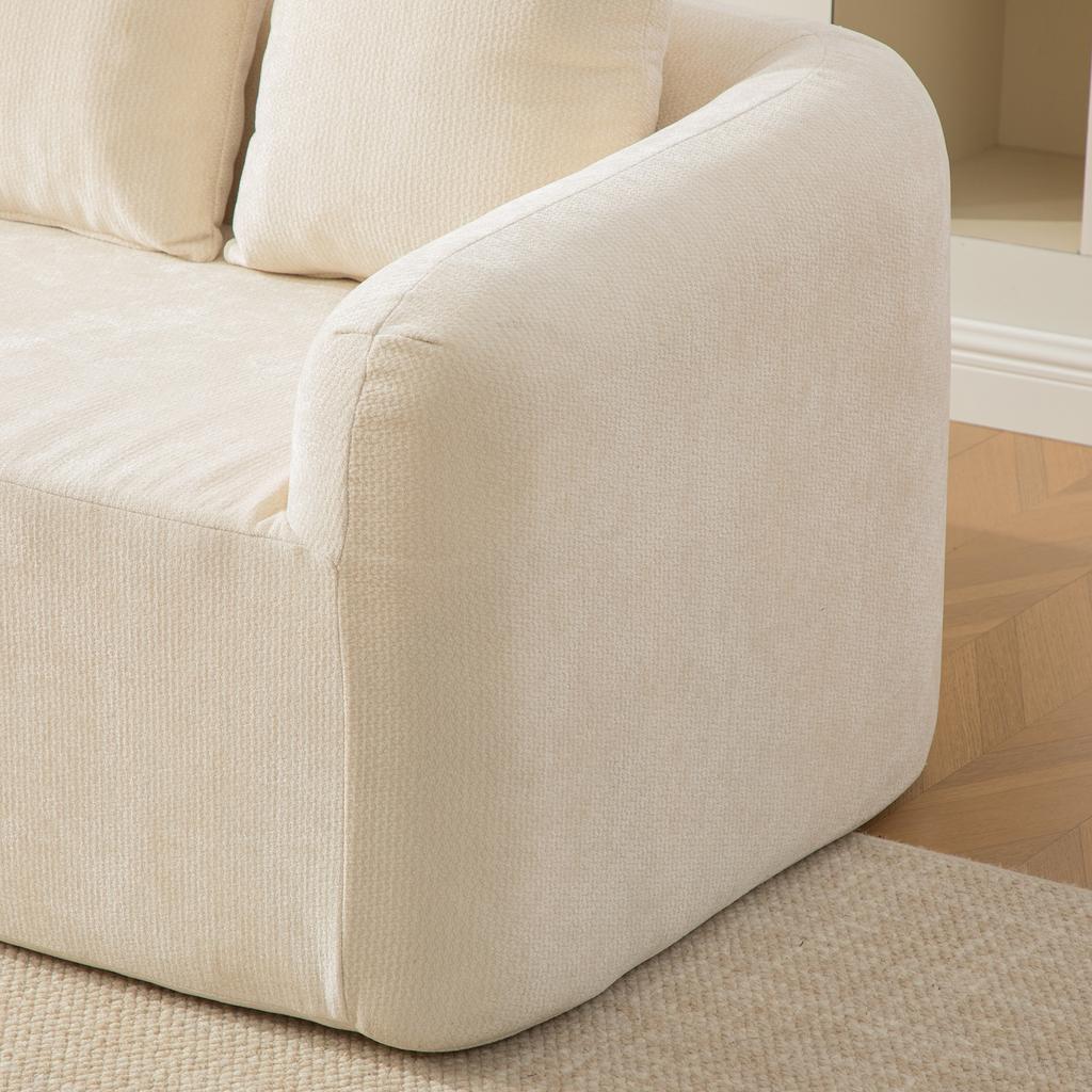Modular Compression Sofa made of Chenille Fabric, filled with 30D high-resilience foam. Easy to move, non-slip base, ideal for living room.Beige