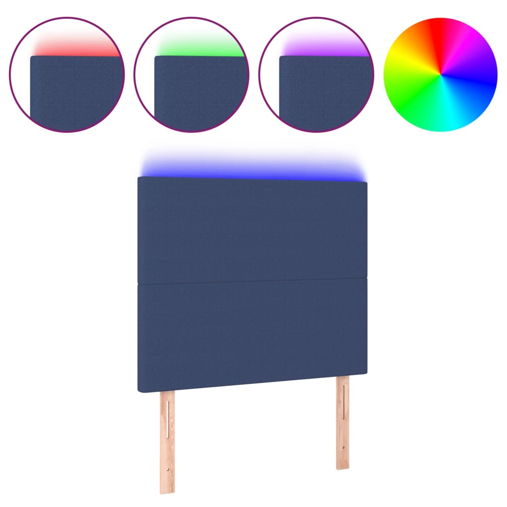 LED Headboard Blue 90x5x118 128 cm Fabric