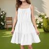 Children's Summer Casual Fashion Round Neck Solid Color Sleeveless Dress