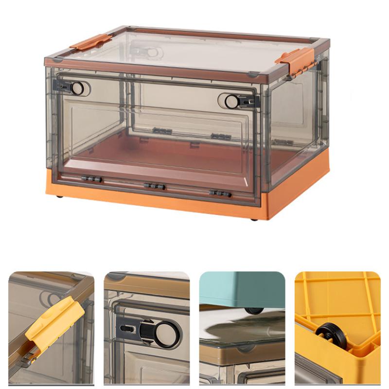 Складной ящик для хранения с крышкой и шкивами. Шкаф для хранения можно штабелировать.