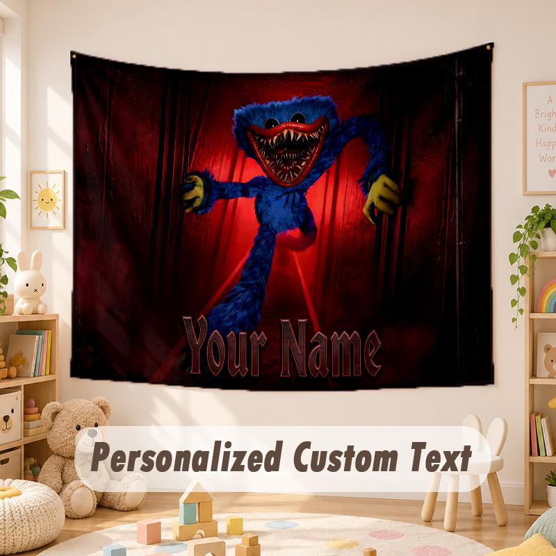 Custom Name Text Tapestry,Poppy Playtime Boho Wall Hanging, Decorative Backdrop Tapestry For Room