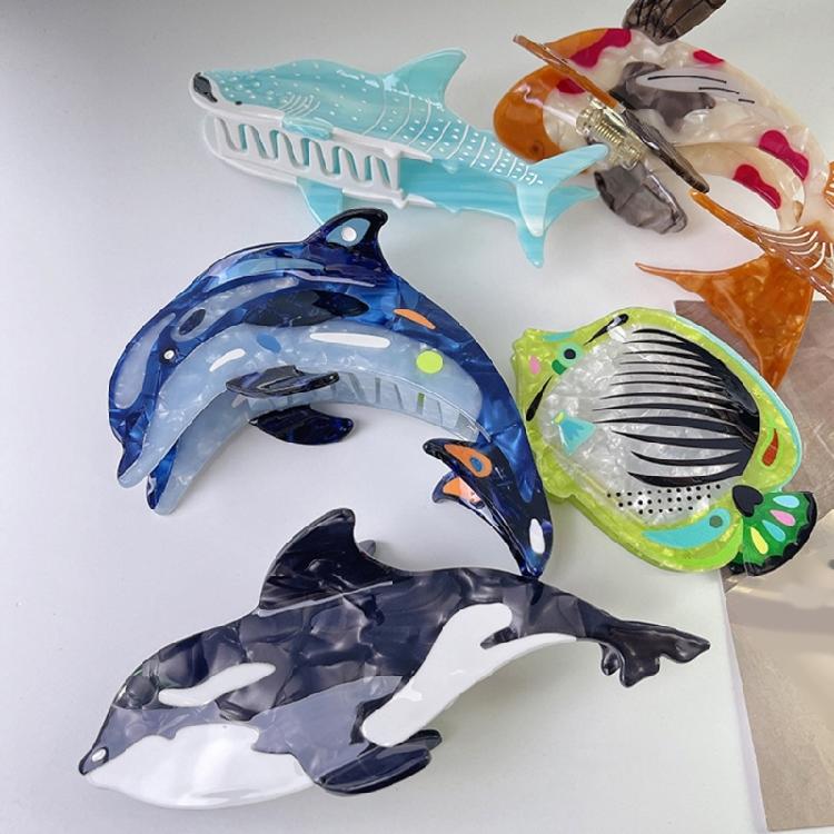 Пляжная заколка-коготь для волос в виде кита, зажим для хвоста, заколки-принцессы, украшение для волос