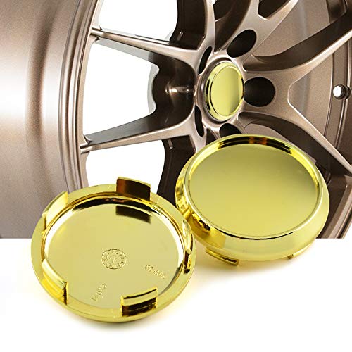 Gold Wheel Center Caps, 67.5mm and 62mm, Set of 4