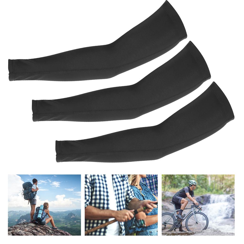 3 шт. Эластичные нарукавники спортивные для бега, согревающие руки, защита от солнца и УФ-лучей, накидка на руку, черные, XL