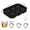 6-секционный лоток для льда, силиконовые формы для льда, круглая сферическая форма для льда, большая форма для кубиков льда в виде виски, кухонные принадлежности