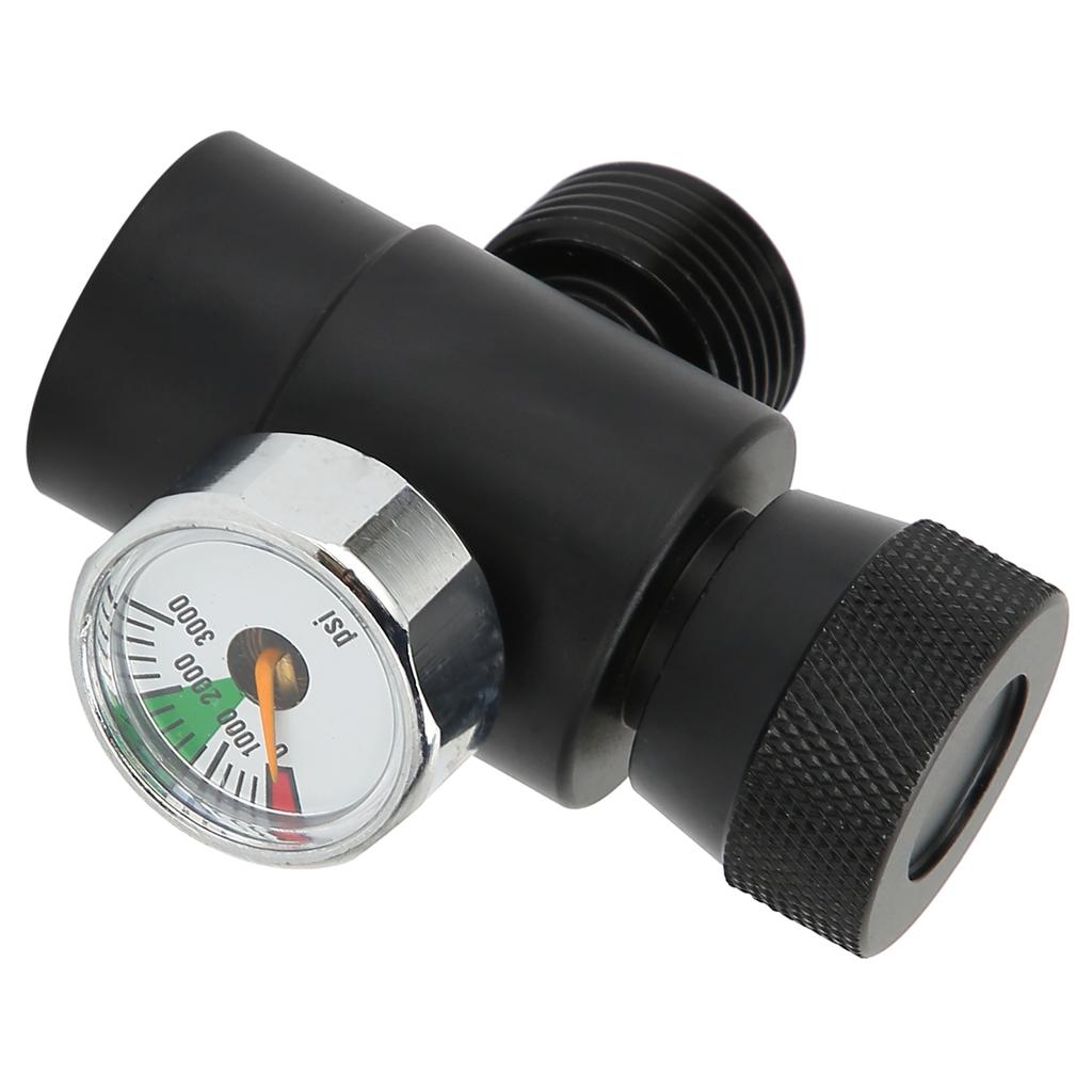 CO2 Cylinder Refill Adapter Connector CGA320 // TR21-4 ASA 3000psi Pressure Gauge Black