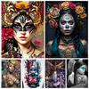 5D DIY Diamond Painting Skull Face Woman Rhinestone Mosaic Tattoo Girl Diamond Embroidery Art Mosaic Home Decor Handmade Gift