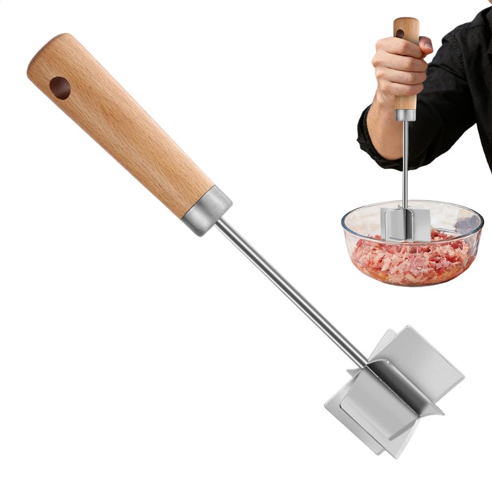 Мясорубка из нержавеющей стали Кухонный измельчитель Картофелемялка с деревянной ручкой Для приготовления еды Заготовки для еды Домашняя колбасная котлета