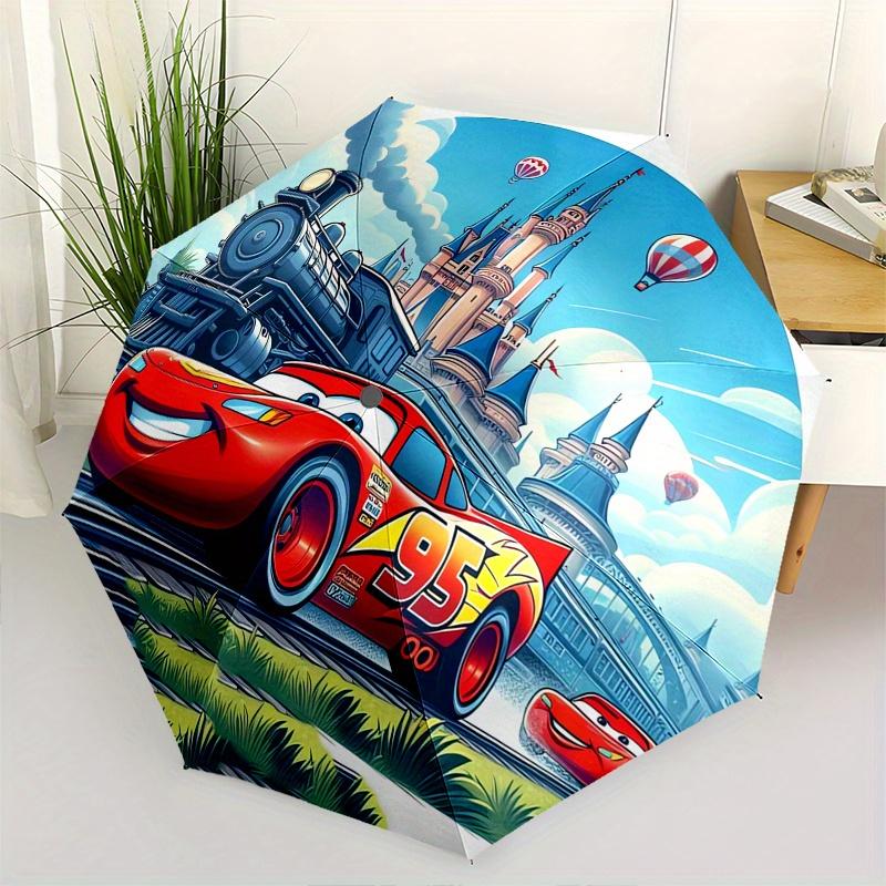 Lightning McQueen Automatic Umbrella - Tri-fold Portable Umbrella, Best Holiday Gift for Men and Women, Durable Iron Frame, Playful Design,