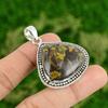 Pear Rhyolite Stone Wedding Birthday Bezel Mother Pendant 925 Sterling Silver