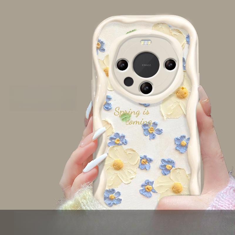 Подходит для чехла для мобильного телефона Huawei Mate60pro P50 Полноэкранная масляная живопись Цветочная цепочка Honor 100/90 Прозрачный силикон