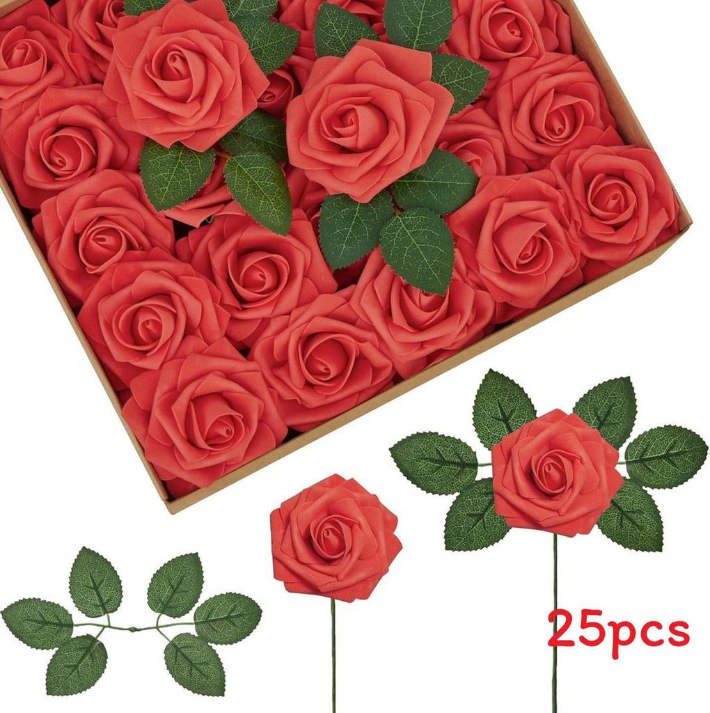 Foam Rose Flower Wedding Centerpiece Accessories With Stem For Home And Outdoor Decor
