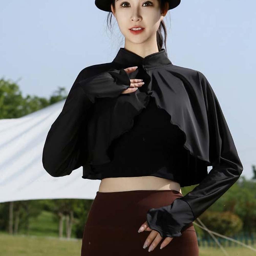 Solid Color Ice Silk Cape Sunshade Cloak Sun Protection Clothing Short Jacket