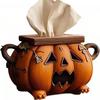 Halloween Pumpkin Tissue Box Spooky Season Decor and Practical Paper Towel Dispenser, Cute Facial Paper Organizer Dispenser Toilet Paper Holder