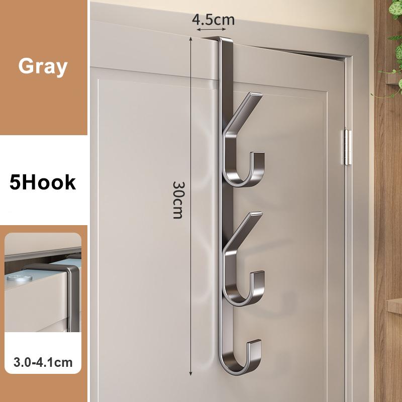 Door Hanging Hook Free-Punch Door Back Type Metal Hook Over The Door Hat Coat Hanger Handbag Storage Rack Bathroom Accessories