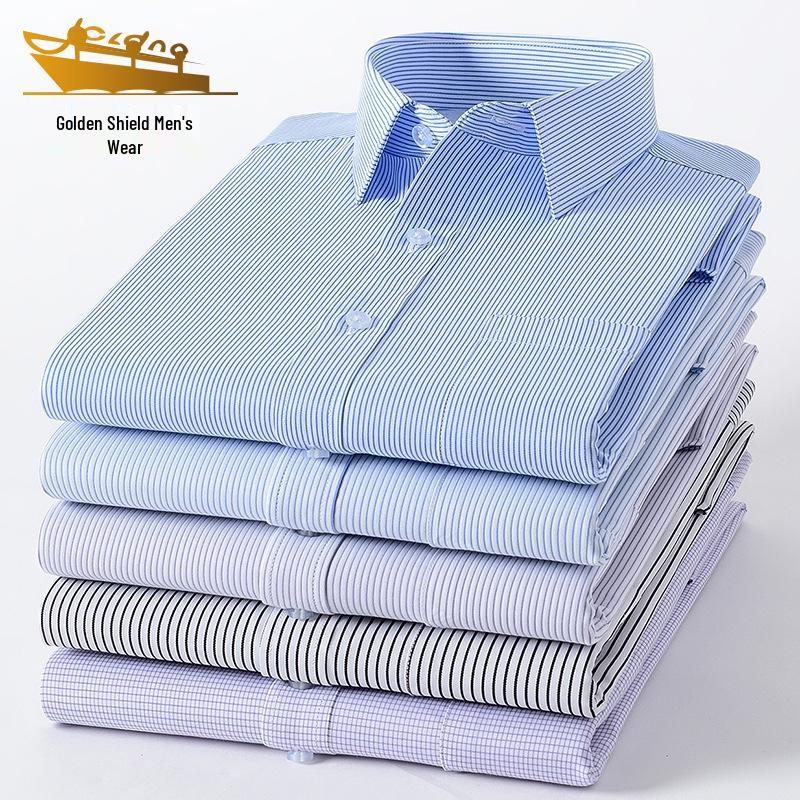 Мужская рубашка с длинным рукавом Golden Shield, белая в полоску, свободного кроя, деловая, формальная, на пуговицах