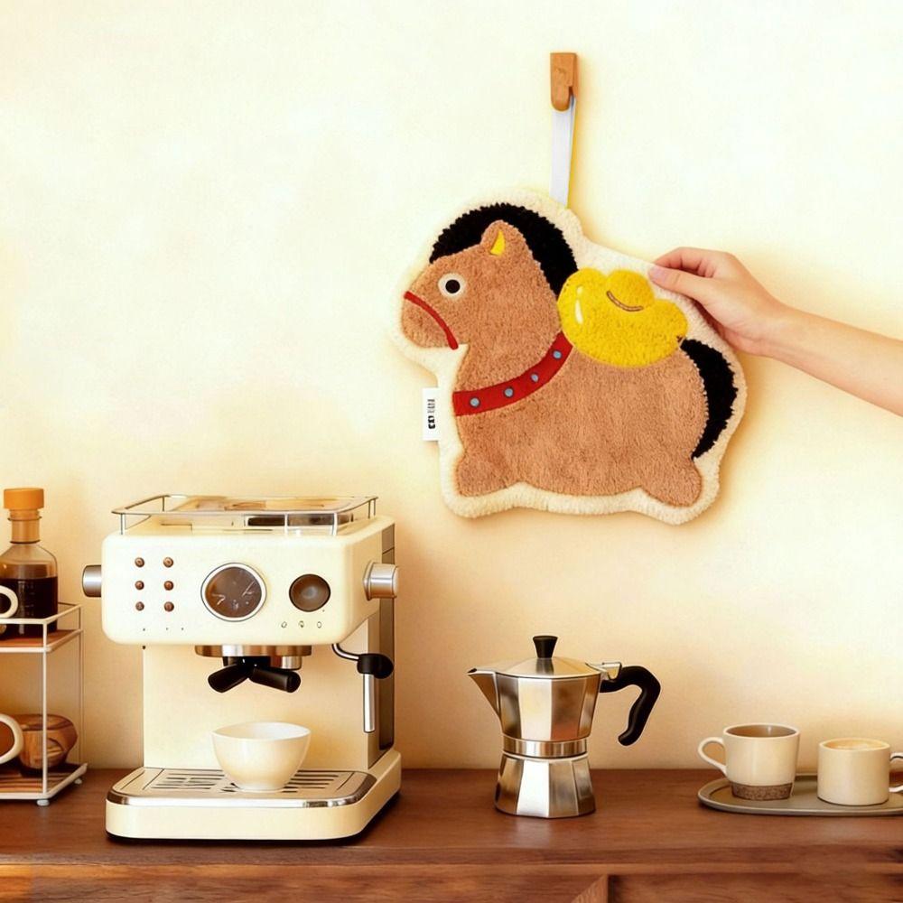 Полотенце для рук из кораллового вельвета Год Лошади Утолщенное Быстросохнущее Кухонное Полотенце для Ванной Комнаты Подвесное Водопоглощающее Салфетка для Умывания Домашнее