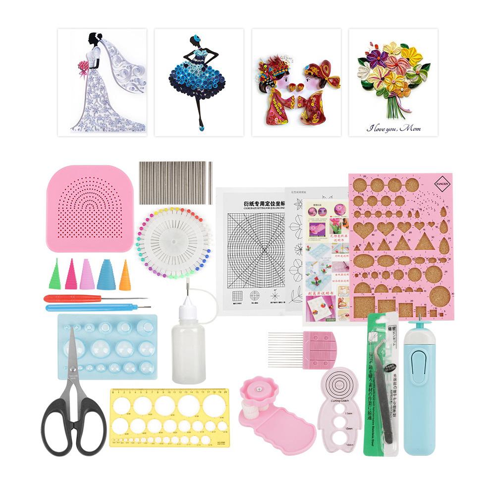 Набор для квиллинга из 24 шт., Полоски для квиллинга, Набор инструментов для квиллинга, Электрическая ручка для скручивания бумаги, Доска-шаблон, Сетка для инструментов квиллинга, Дизайн бумаги