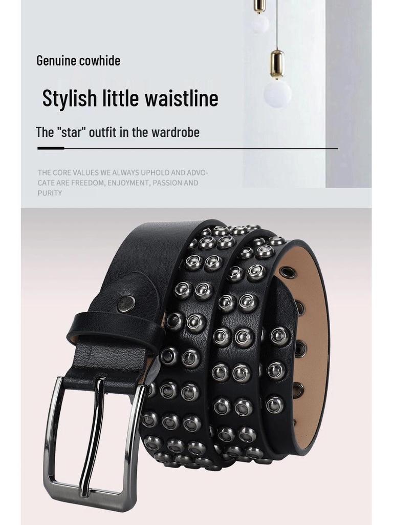 Унисекс ремень в стиле панк из натуральной кожи для хип-хопа