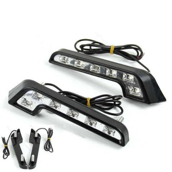 2X 6LED универсальные автомобильные фары дальнего света противотуманные 12 В DRL дневные ходовые огни белые