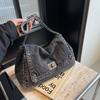 Retro Casual Denim Bag Women's 2024 New High-end Chain Shoulder Bag Large-capacity Commuter Tote Bag