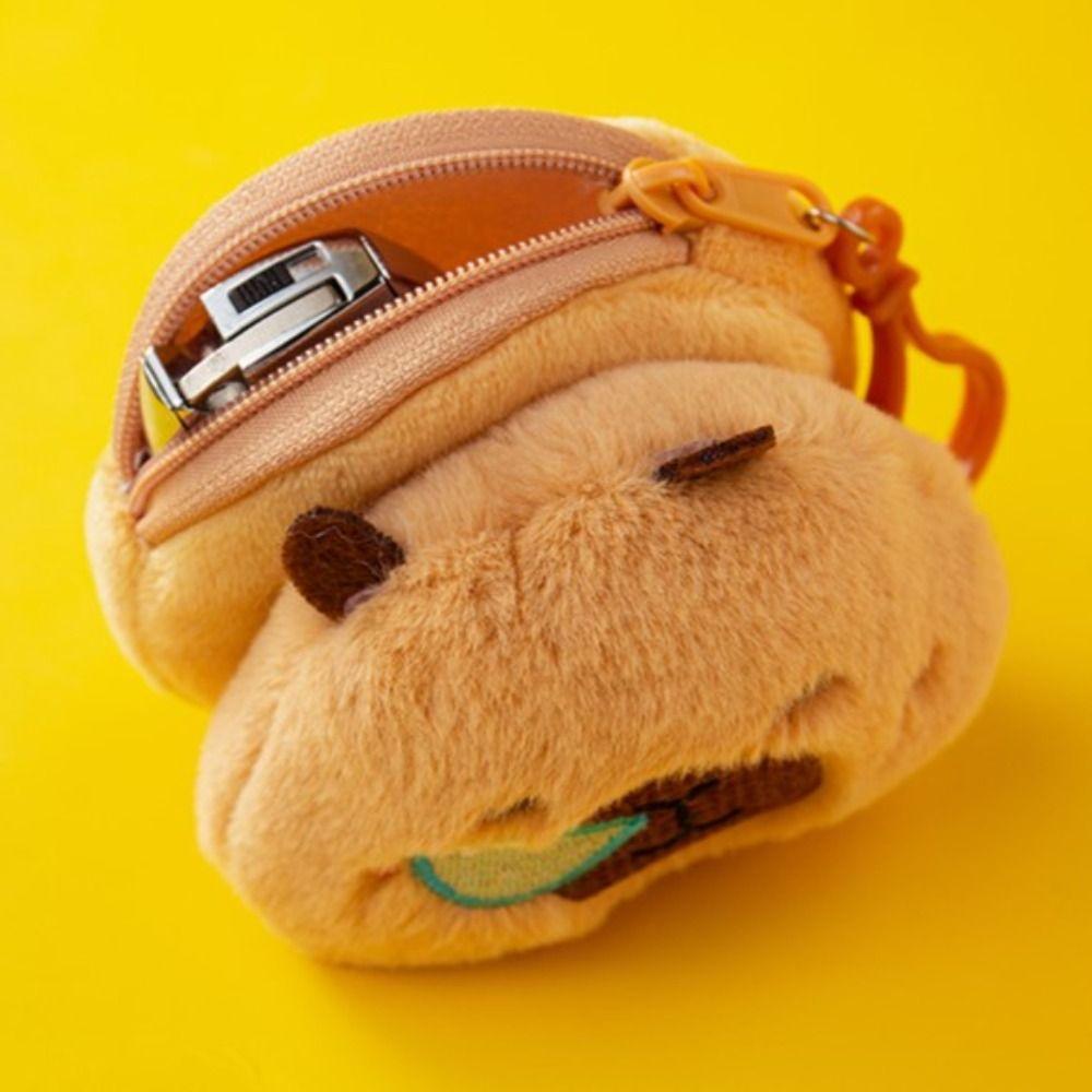 Мешок для денег Капибара Кошелек для монет Кошелек Молния Ухо Капибары Чехол для наушников Капибара Плюшевая сумка-кошелек Путешествия