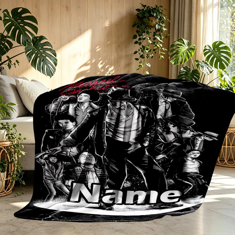 Custom Name Personalized Michael Jackson Print Blanket, Home Decor, Bedroom, Sofa, Camping, Couch, Gifts for Birthday Christmas