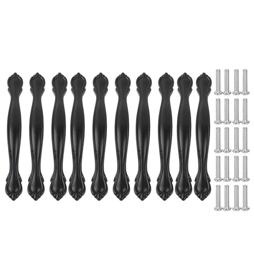 10 Sets Cabinet Handle Simple Style 96MM Door Pull Handles for Drawer Office Black