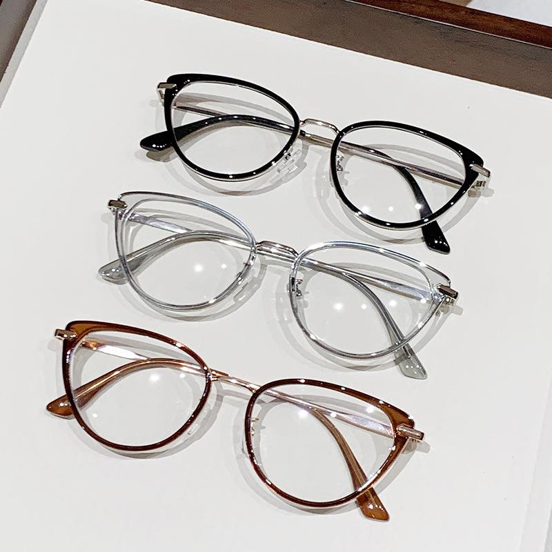 Светочувствительные очки, меняющие цвет, оправы для очков для близорукости, плоские очки для студентов с защитой от синего света, тонкие очки для близорукости «кошачий глаз»