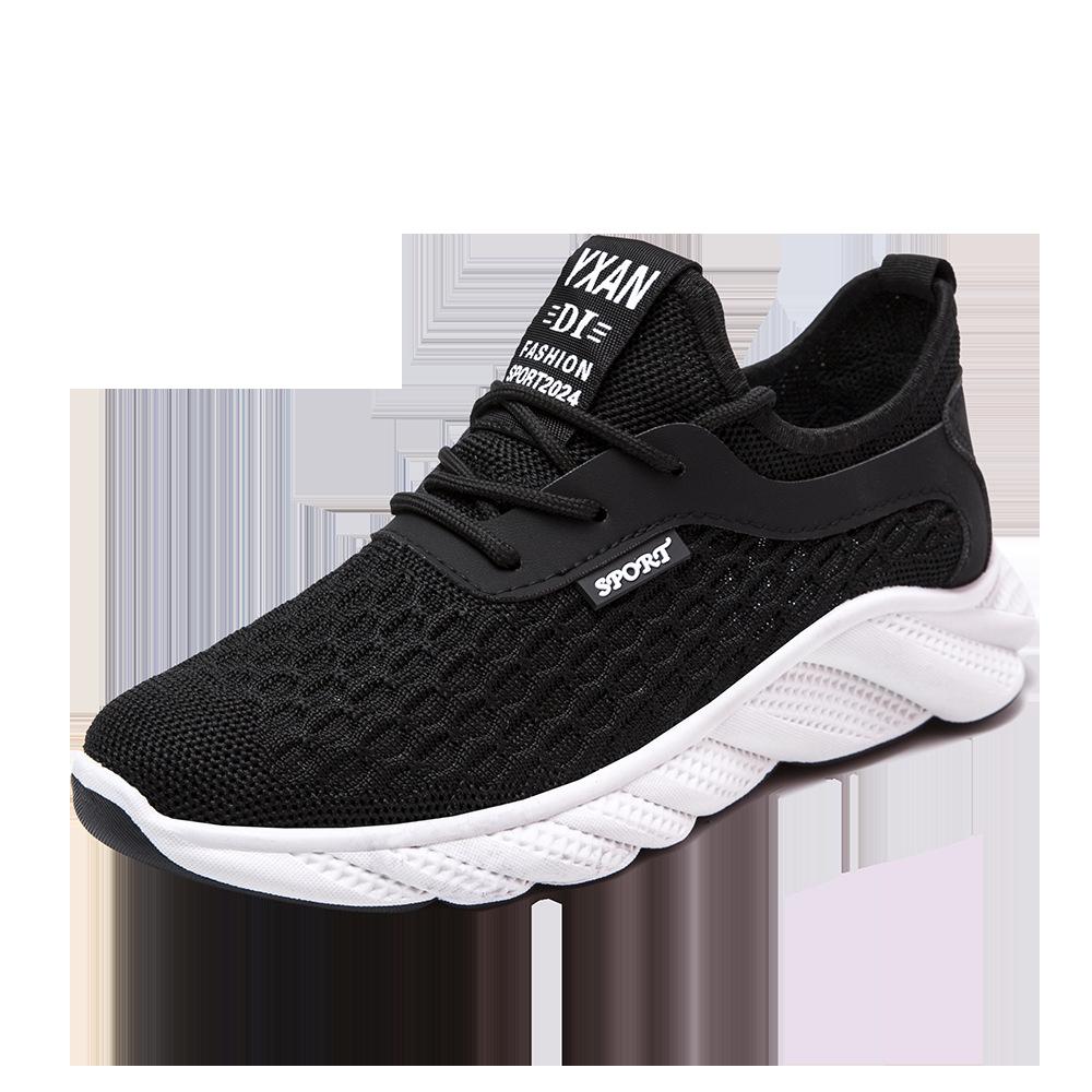 Men's Shoes 2024 New Summer Fly-woven Hollow Breathable Mesh Men's Sports Leisure Work Dad Trendy Shoes