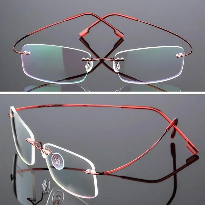 Ultralight Frameless Eyeglasses Titanium Alloy TR90 Glasses Frame Men High Quality Super Stretch Metal Temple Eyeglasses Frame