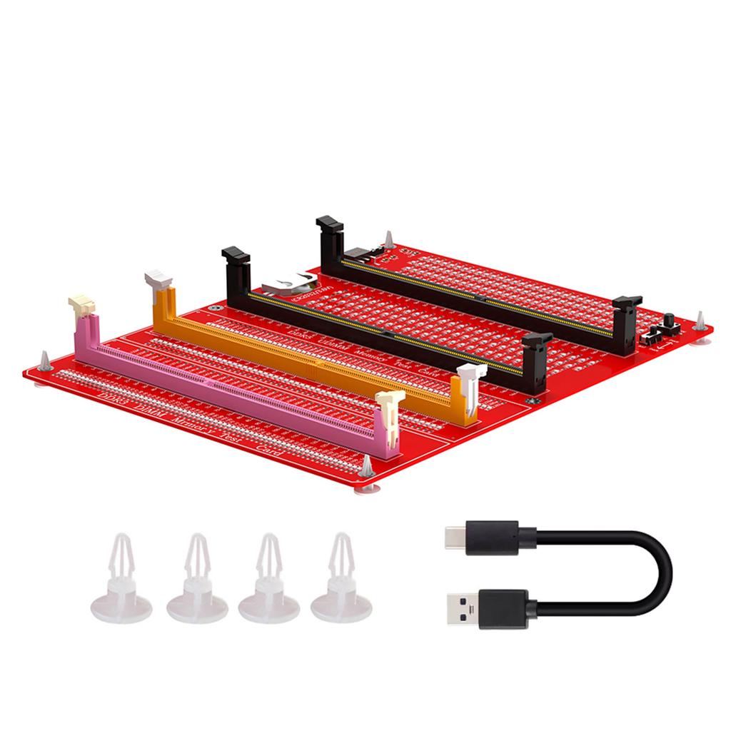 Тестер памяти DDR3/4/5 RDIMM/UDIMM со светодиодным индикатором Кнопка проверки блока питания USB C Компьютерная карта проверки памяти DDR3/4/5