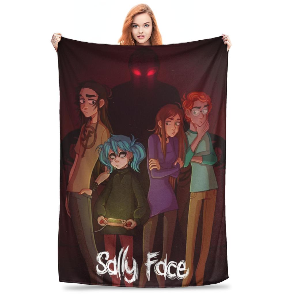 Плед Sally Face Game Anime SF из кораллового флиса, плюшевый, в стиле ужасов, легкий, для путешествий на открытом воздухе, тонкий, стеганый.