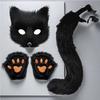 Faux Fur Cat Fox Maque Tail And Paw Gloves Set Handmade Furry Animal Therian Kit Masquerade Halloween Party Cosplay Costume Accessory