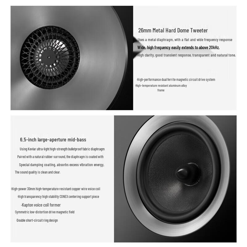 HiVi Bach+ Passive Hi-Fi Bookshelf Speakers with M Stand CN plug (adapter included) (CN version)