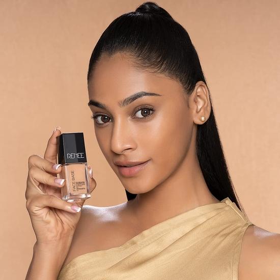 RENEE Face Base Liquid Foundation - Mocha, 23ml | Enriched with Hyaluronic Acid & Vitamin E, Provides SPF 8 Protection
