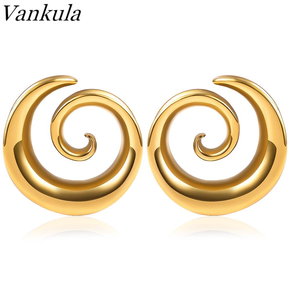 Vankula 2 шт. Новые круглые спиральные заглушки-седла для растянутых мочек ушей, тоннели, расширители, пирсинг, украшения для тела