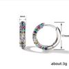 Exquisite Geometric Circle Colorful Zircon Hoop Earrings for Women Korea Jewelry Wedding Bride Accessory Gift