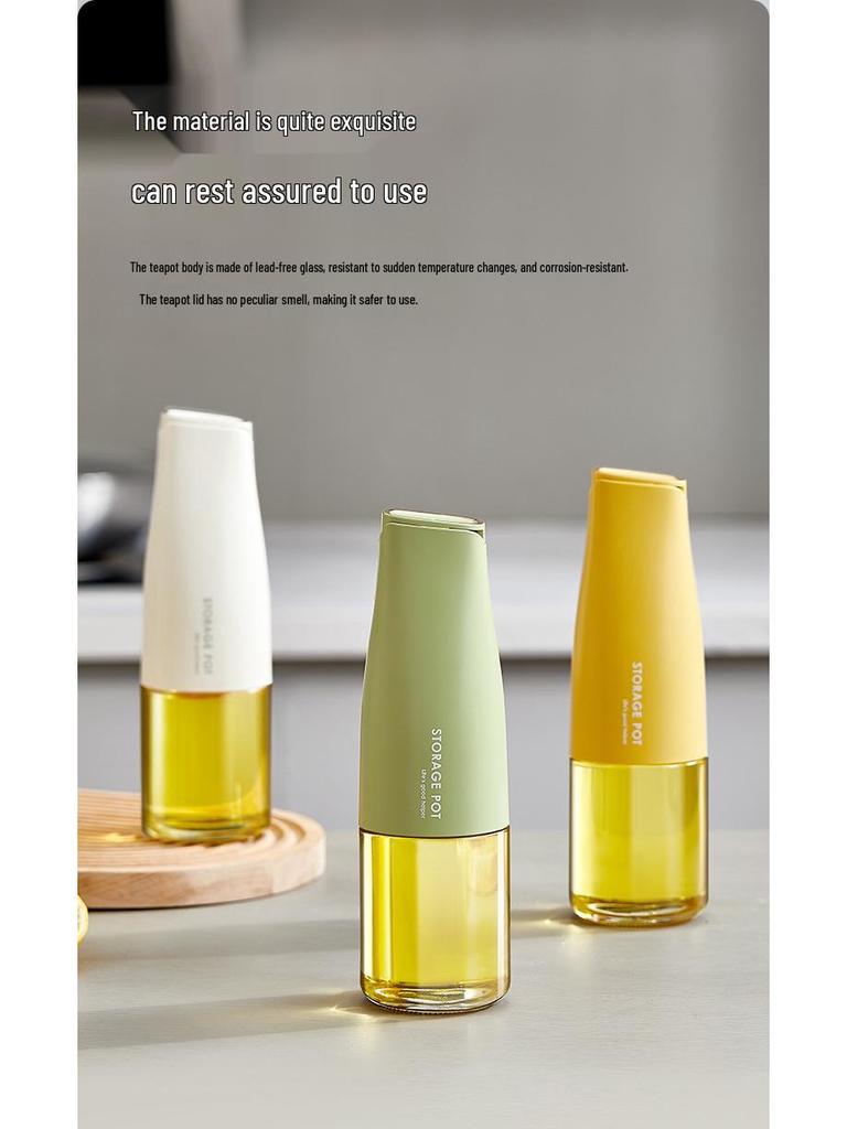 Автоматический герметичный стеклянный масляный горшок для кухни - Открывающийся/закрывающийся носик с ненавесным дизайном, подходит для масла, уксуса, соевого соуса и приправ.