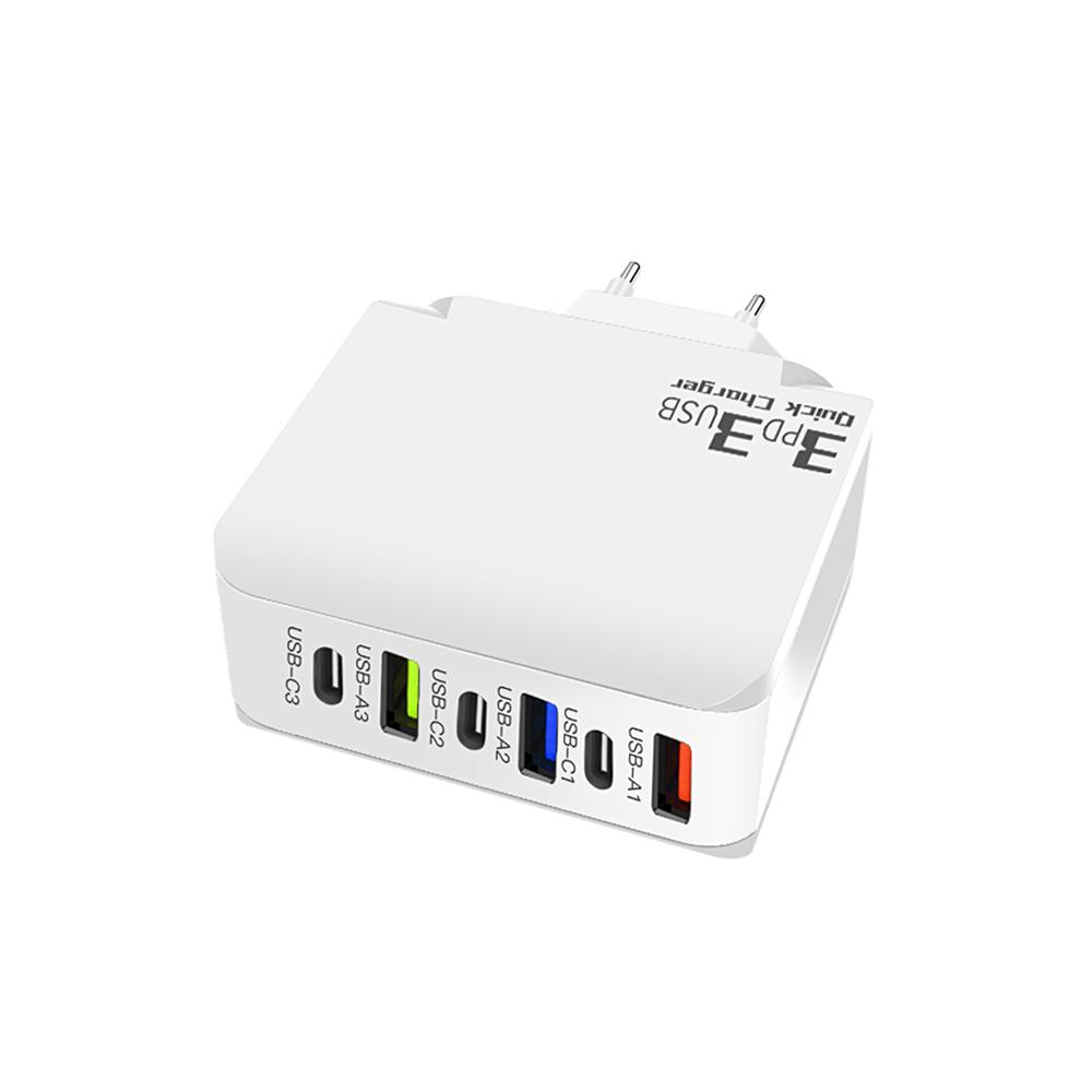 65 Вт 6-портовое USB-зарядное устройство Type C с быстрой зарядкой QC3.0, дорожное зарядное устройство для iPhone, Samsung, Xiaomi, адаптер для мобильного телефона, вилка ЕС и США